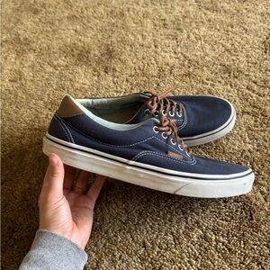 Navy blue and brown Authentic Era Vans; perfect condition, worn maybe twice